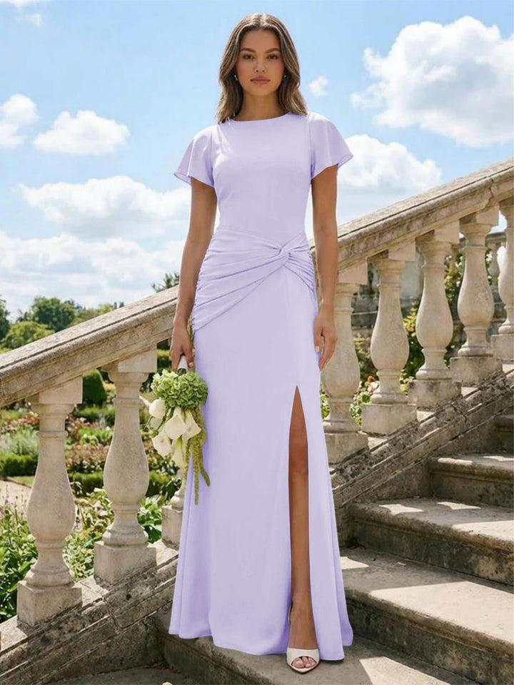 Jersey Simple Scoop Neck Long Formal Dresses