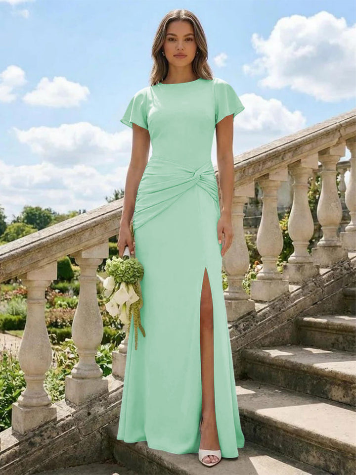 Jersey Simple Scoop Neck Long Formal Dresses