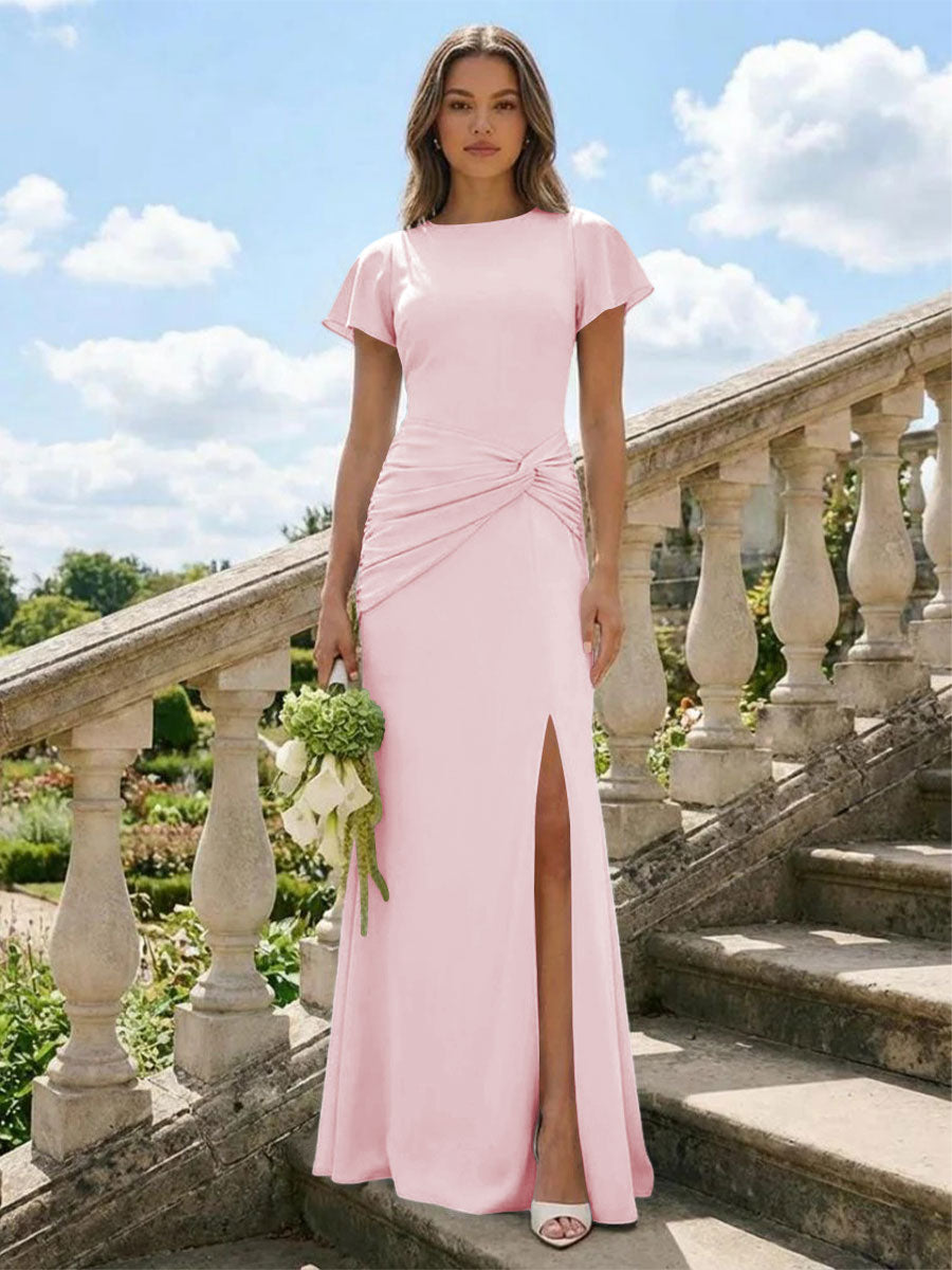Jersey Simple Scoop Neck Long Formal Dresses