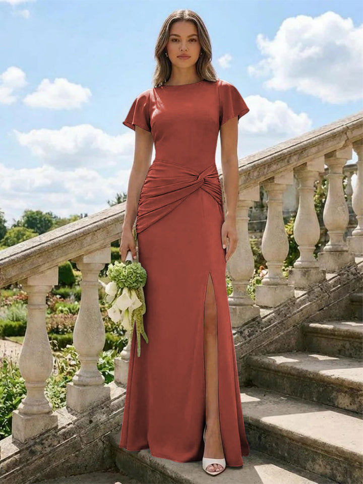 Jersey Simple Scoop Neck Long Formal Dresses