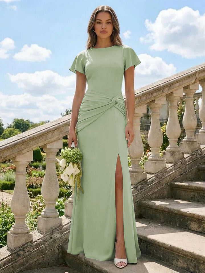 Jersey Simple Scoop Neck Long Formal Dresses