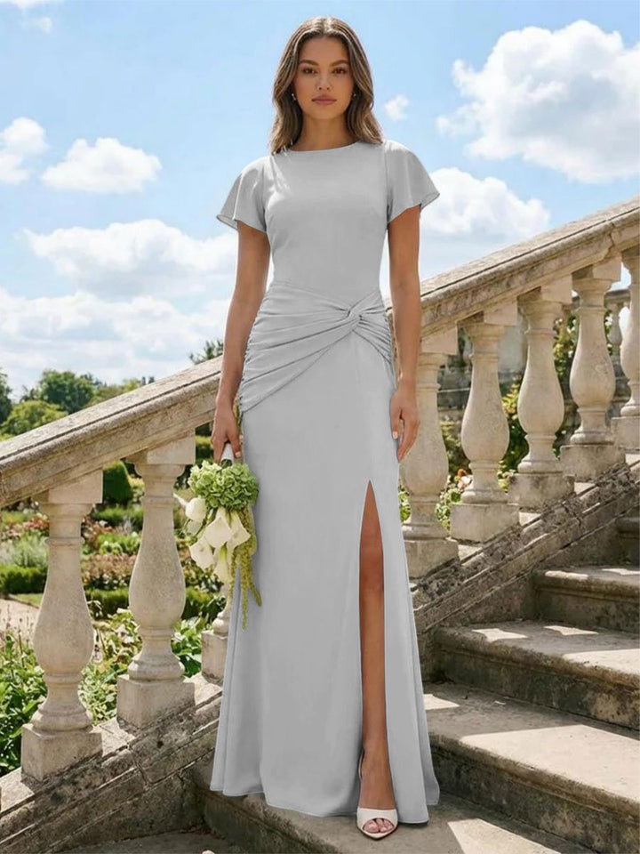 Jersey Simple Scoop Neck Long Formal Dresses