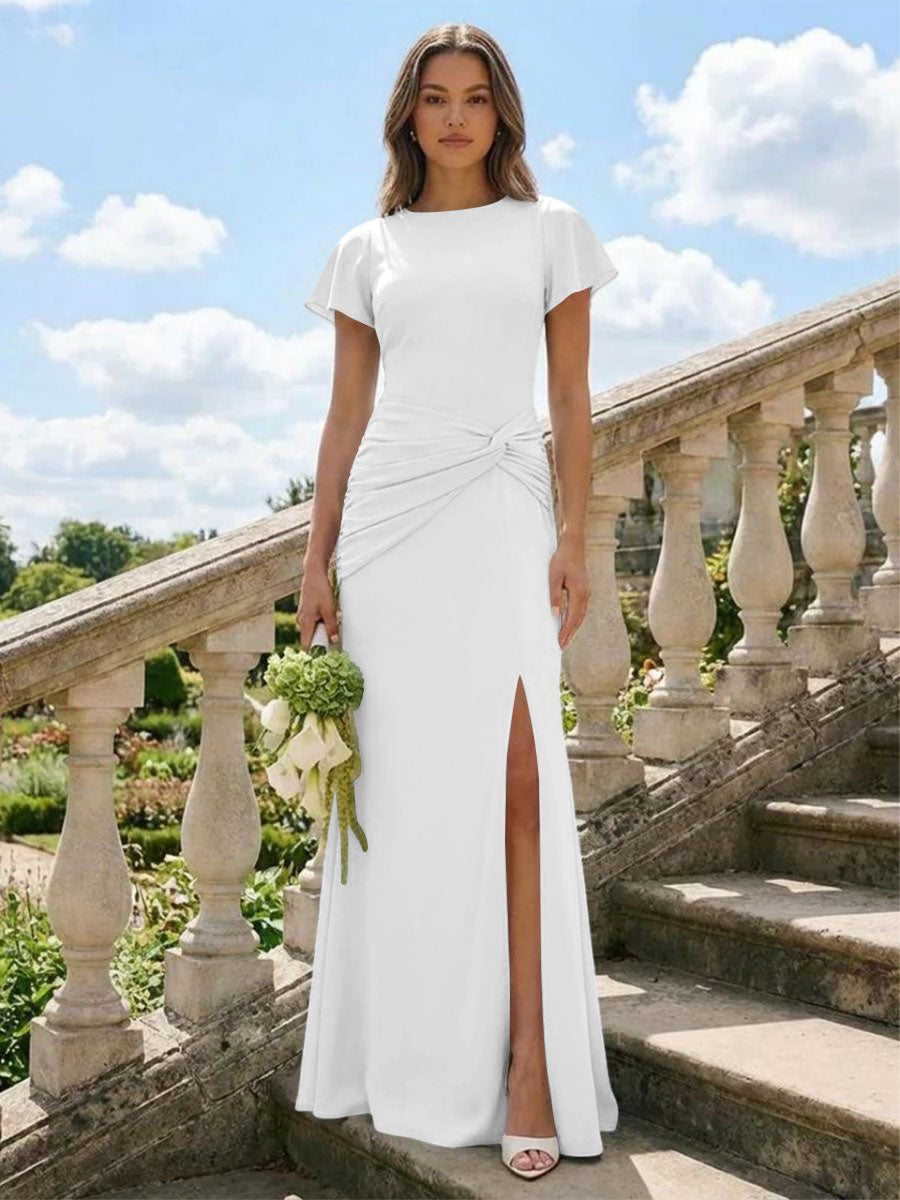 Jersey Simple Scoop Neck Long Formal Dresses