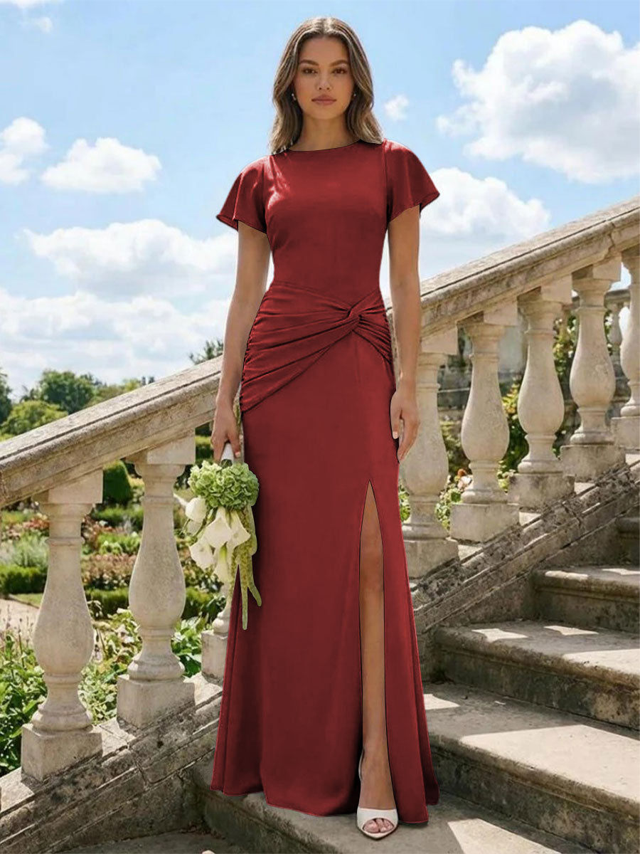 Jersey Simple Scoop Neck Long Formal Dresses