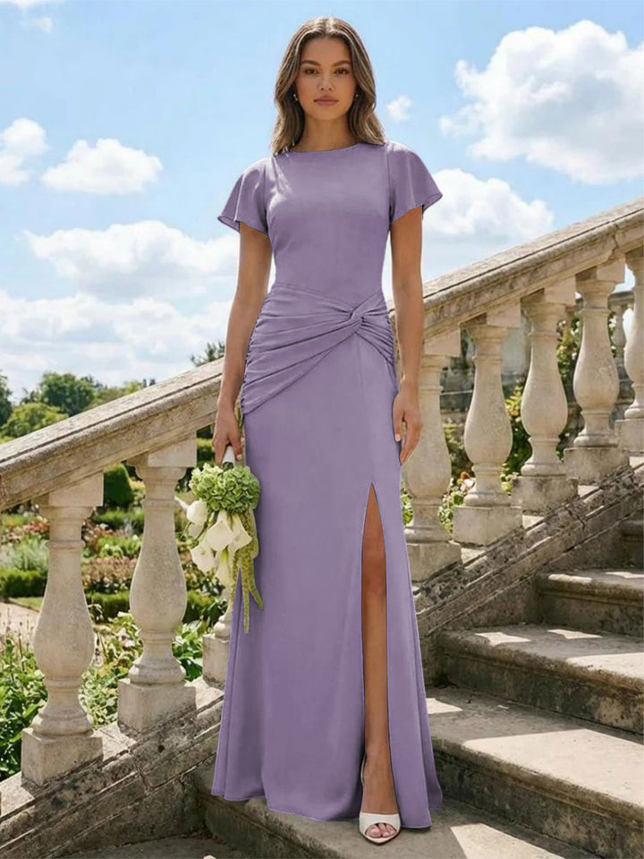Jersey Simple Scoop Neck Long Formal Dresses