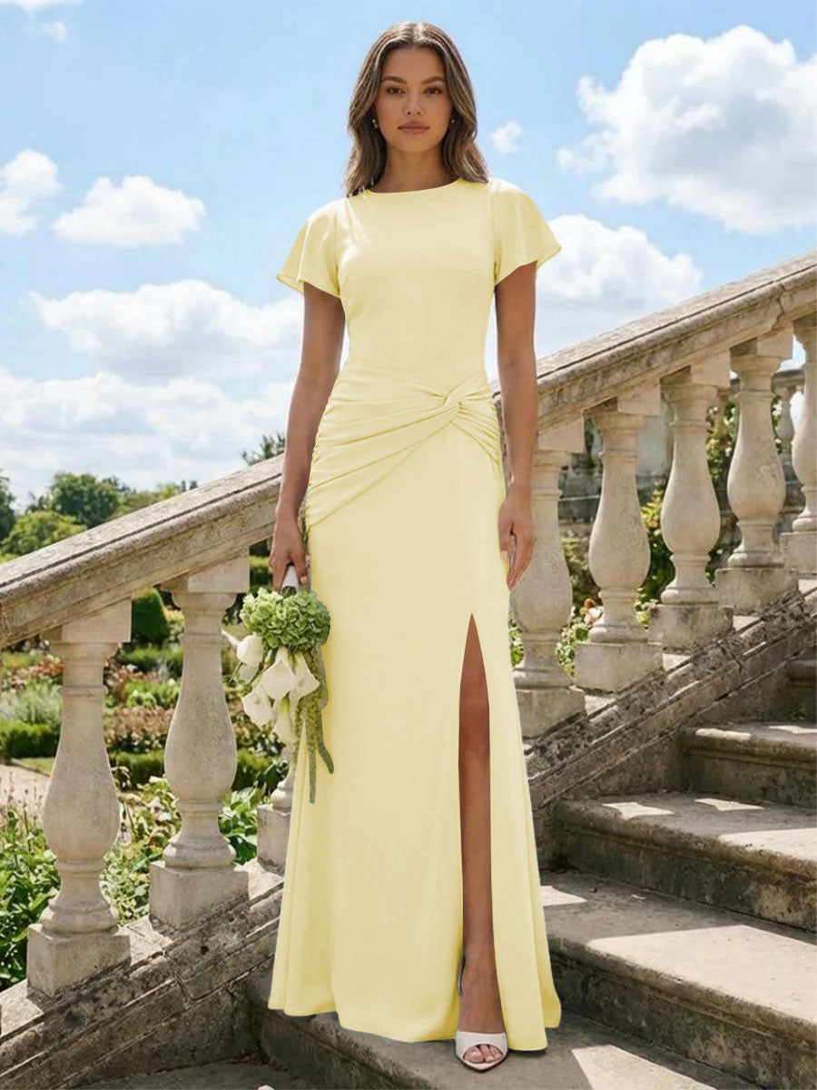 Jersey Simple Scoop Neck Long Formal Dresses