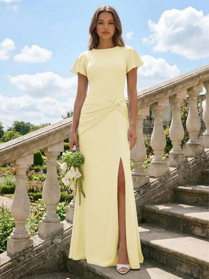 Jersey Simple Scoop Neck Long Formal Dresses