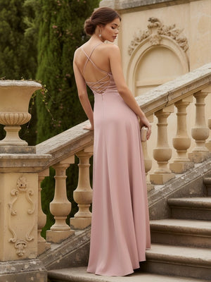 V Neck Pleated Mermaid Chiffon Bridesmaid Dresses