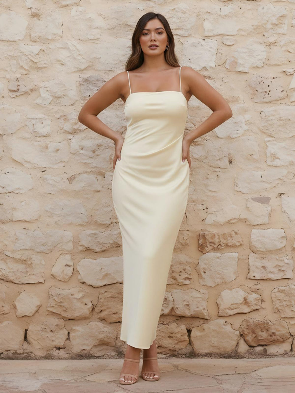 Satin Spaghetti Straps Strapless Sleeveless Bridesmaid Dresses