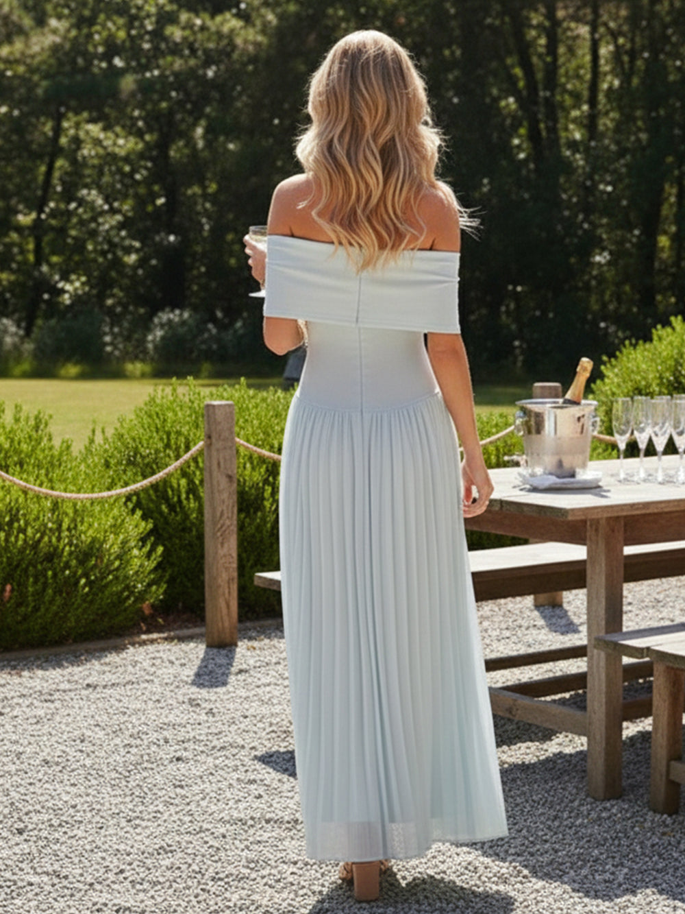 Strapless Chiffon Pleated A Line Wedding Guest Dresses