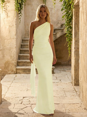 Chiffon One Shoulder Pleated Mermaid Bridesmaid Dresses