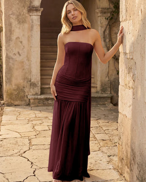 Strapless Scarf Pleated Mermaid Bridesmaid Dresses