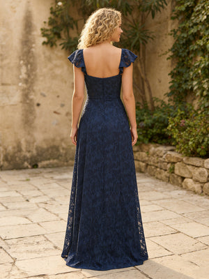 Lace Applique Sweetheart A Line Pleats Bridesmaid Dresses