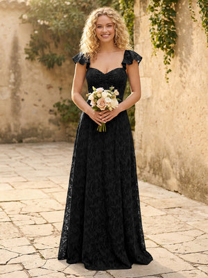 Lace Applique Sweetheart A Line Pleats Bridesmaid Dresses