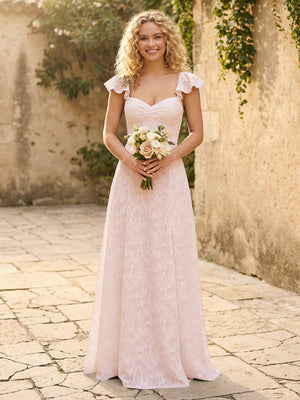 Lace Applique Sweetheart A Line Pleats Bridesmaid Dresses