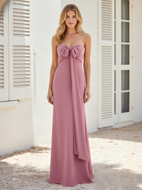 Satin Sweetheart Corset Bridesmaid Dresses with Bow