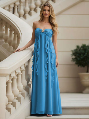 Chiffon Sweetheart Strapless Ruffles Bridesmaid Dresses