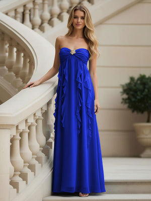Chiffon Sweetheart Strapless Ruffles Bridesmaid Dresses