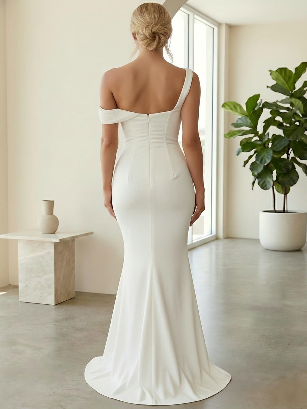 Satin Off the Shoulder Drop Waist Mermaid Bridesmaid Dresses