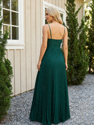Chiffon Pleated Sweetheart Long Bridesmaid Dresses with Slit