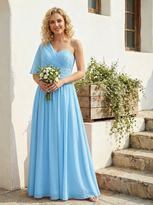 Chiffon Pleated One Shoulder A Line Bridesmaid Dresses
