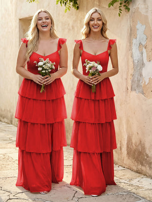 Chiffon Sweetheart A Line Bridesmaid Dresses with Slit