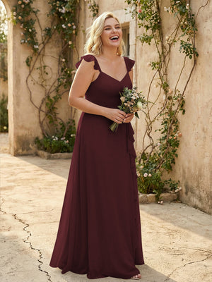 V Neck Sweetheart Chiffon Bridesmaid Dresses