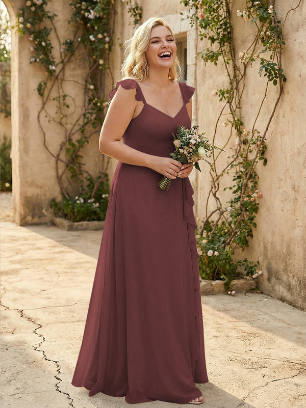 V Neck Sweetheart Chiffon Bridesmaid Dresses