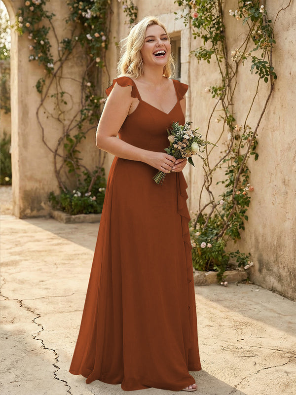 V Neck Sweetheart Chiffon Bridesmaid Dresses