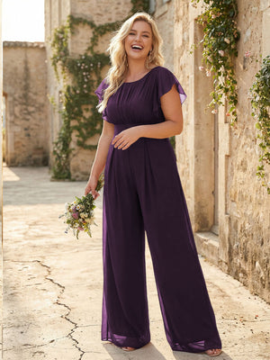 Scoop Neck Pleated Chiffon One Suitcase Bridesmaid Dresses