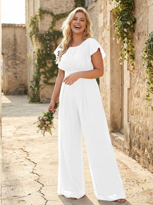 Scoop Neck Pleated Chiffon One Suitcase Bridesmaid Dresses