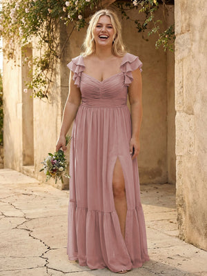 Chiffon Sweetheart Ruffles Bridesmaid Dresses