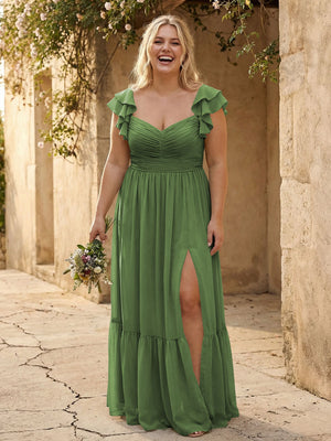 Chiffon Sweetheart Ruffles Bridesmaid Dresses