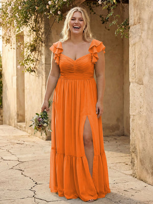 Chiffon Sweetheart Ruffles Bridesmaid Dresses