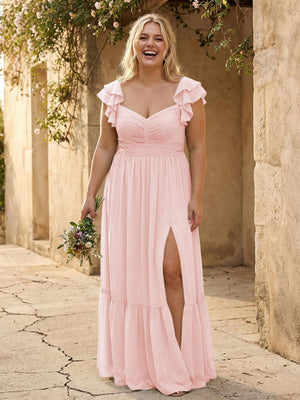 Chiffon Sweetheart Ruffles Bridesmaid Dresses