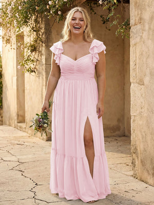 Chiffon Sweetheart Ruffles Bridesmaid Dresses