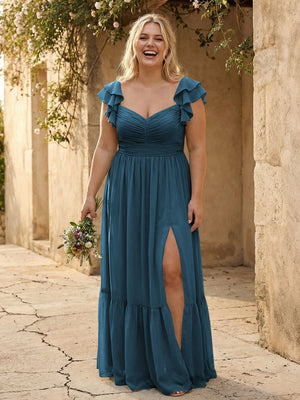 Chiffon Sweetheart Ruffles Bridesmaid Dresses
