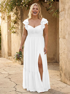 Chiffon Sweetheart Ruffles Bridesmaid Dresses