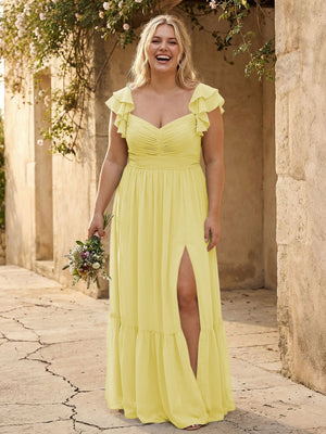 Chiffon Sweetheart Ruffles Bridesmaid Dresses