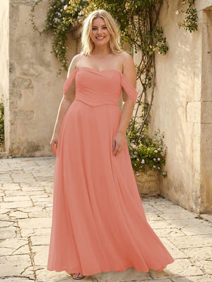 Chiffon Off the Shoulder Pleated Bridesmaid Dresses