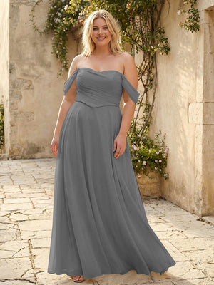 Chiffon Off the Shoulder Pleated Bridesmaid Dresses