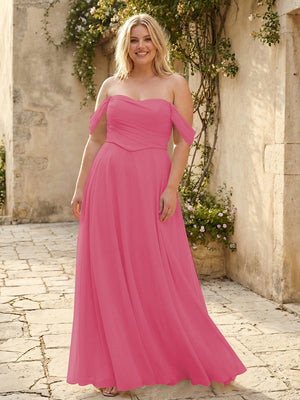 Chiffon Off the Shoulder Pleated Bridesmaid Dresses