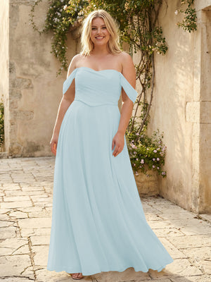 Chiffon Off the Shoulder Pleated Bridesmaid Dresses