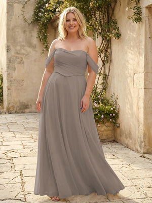Chiffon Off the Shoulder Pleated Bridesmaid Dresses