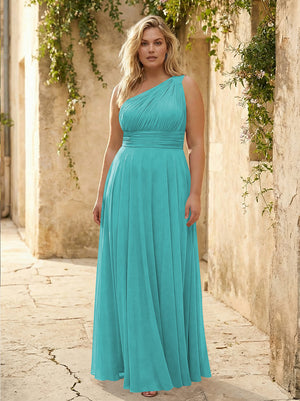 Chiffon One Shoulder Pleated Bridesmaid Dresses