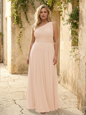 Chiffon One Shoulder Pleated Bridesmaid Dresses