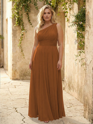 Chiffon One Shoulder Pleated Bridesmaid Dresses