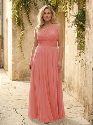 Chiffon One Shoulder Pleated Bridesmaid Dresses