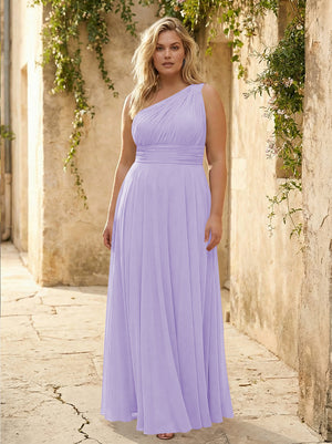 Chiffon One Shoulder Pleated Bridesmaid Dresses