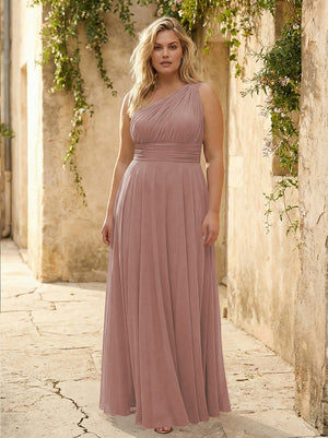Chiffon One Shoulder Pleated Bridesmaid Dresses